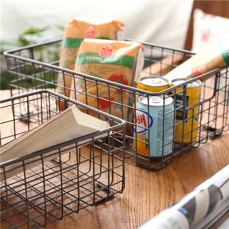 Kingrol 2 Pack Wire Storage Baskets with Handles, Metal Organizer