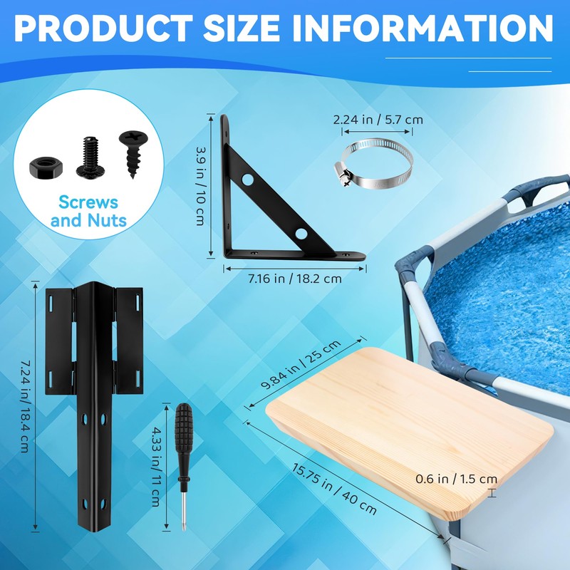 Anglekai Pool Side Bar, 15.7×9.8In Pool Side Table for Above