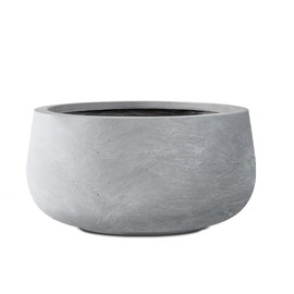 Kante 11.8" Dia Round Concrete Planter, Cement Plant Pots with Drainage Hole and Rubber Plug for Outdoor Indoor Garden Home, Modern Curvaceous Design, Gray