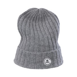 CASH-MERE.CH 100% Cashmere Rib Hat, Knitted Hat for Women and Teenagers, One Size, gray