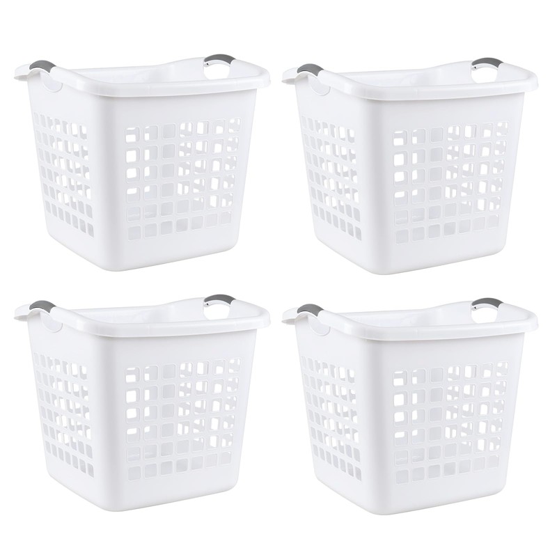 Anbers 4-Pack 72L Large Plastic Laundry Hamper Basket, White Dirty