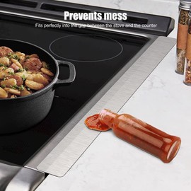 Stove Gap Cover 2PCS Stainless Steel Gap Cover for Kitchen, Slide In Range Stove Gap Filler Rear Filler Kit, 19.9 * 1.4in Cooktop Trim Cover Kit Between Stove and Backsplash