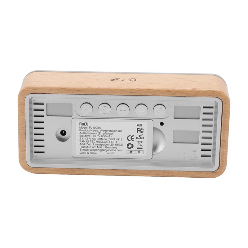 Digital Projection Alarm Clock VA HD Color Screen Wooden Weather