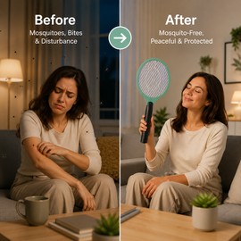 Electric Mosquito Swatter for Home Pest Control – Cordless Battery Bug Zapper Racket for Flies & Gnats