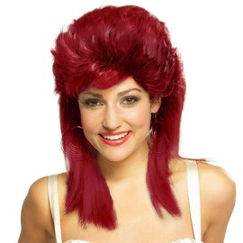 Tseses Red Mullet Wigs for Women Shoulder Length Hair 70s 80s Rocker Layered Cosplay Daily Hair Wig（Red）