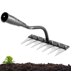 Gardenia Iron Weeding Rake with Handle, Iron Rake 2.0 for Gardening and Weeding, Ironrake Heavy-Duty Weed Rakes Carbon Steel (7 Teeth)