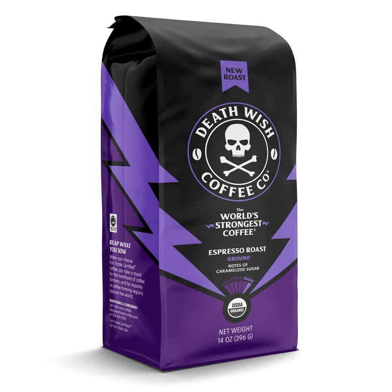 DEATH WISH COFFEE Ground Espresso Roast - Extra Kick of