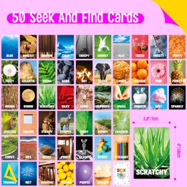 SpriteGru Seek and Find Scavenger Hunt Card Game, 50 Seek and Find Cards, Funny Games for Family, Toddlers, Kids, Adults-Outside, Yard, Camping Activities