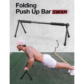 Withgear Folding Push Up Bar - Portable and Lightweight Sturdy Duralumin Metal Push Up Bars and Indoor and Outdoor Parallette Bar for Men and Women Swan Black