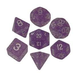 Polyhedral 7 Die Set Resin Dice: Ethereal Light Purple with White Numbers