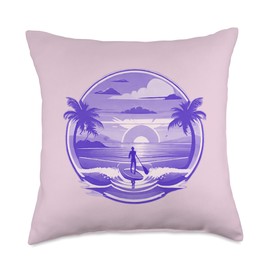 Enjoy SUP Stand Up Paddle Sport Surfboard Board Enjoy SUP Boat Sunset Stand Up Paddle Board Throw Pillow, 18x18, Multicolor