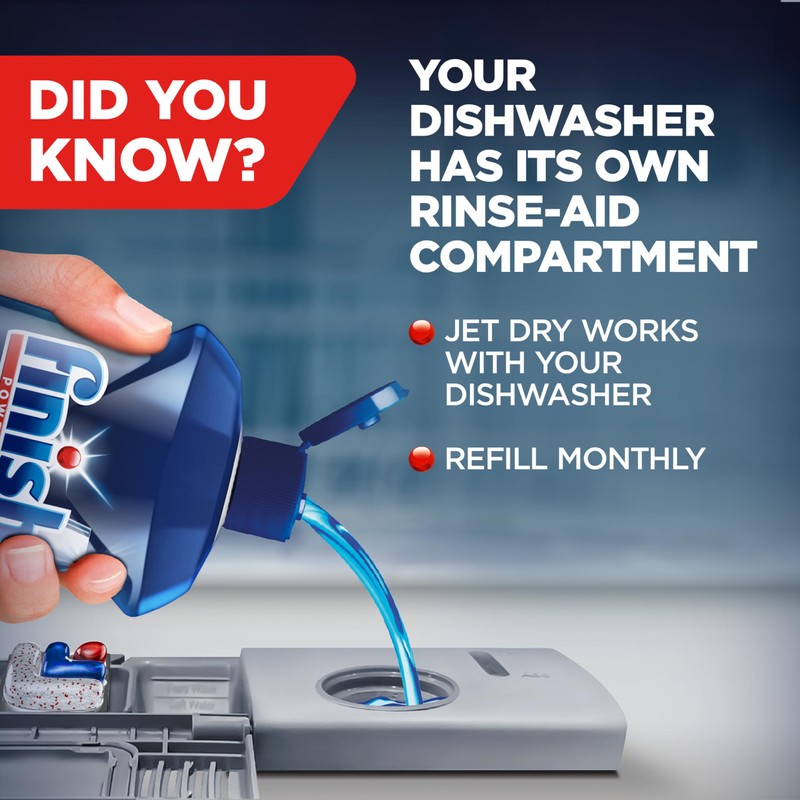 Finish Jet-Dry Dishwasher Rinse Aid, Compatible with Dishwasher Detergent, Prevents