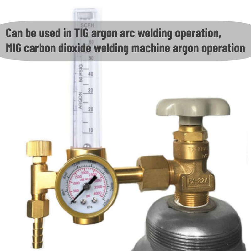 Argon Flowmeter Regulator, All Brass Argon Pressure Reducer Regulator Gas
