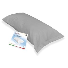 Tex family Brigitte CLIC-CLAC Pillow Case for Queen Bed, French Size, 50 x 120 cm, with Laundry Bag, Grey