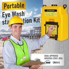Magula 15 Gallon Portable Eye Wash Station OSHA-Approved,Wall Mounted Emergency Eyewash Station with Dual Spray,Ansi Certified First Aid Eye Wash Units,20 Minutes Eye Washing Station