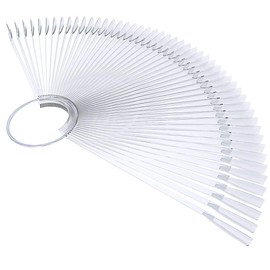 TTSAM 2 Set 100 Tips Clear Nail Art Swatches Sticks Polish Board Display Practice Sticks Tool Transparent Fan-shaped Nail Art Tips False Nail Sticks with Metal Screw Ring Plastic Christmas Gift