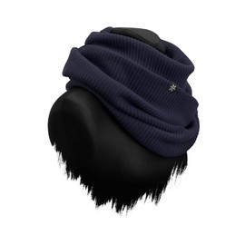 Manufaktur13 Knit Loop - Tube Scarf, Knitted Loop with Waffle Knit Pattern, Wool Scarf / Long Scarf Available in Various Colours (M13), navy
