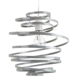 Modern Designer Grey Gloss Metal Double Ribbon Spiral Swirl Ceiling Light Pendant Shade | 23cm Diameter | 60w Maximum by Happy Homewares