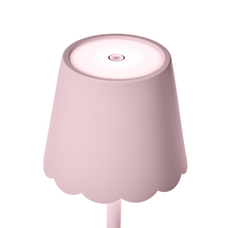 Two's Company Scalloped Edge Shade LED Cordless Table Lamp, 14-Inch,