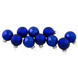 NORTHLIGHT 10ct Blue 2-Finish Glass Christmas Ball Ornaments 1.75" (40mm)