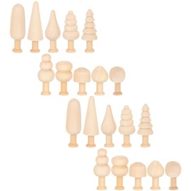 TEHAUX 20pcs Unfinished Wooden Tree Decorations, DIY Graffiti Mini Wooden Mushrooms for Crafts, 5 Shapes, Khaki, Easter Wood Craft Ornaments for Kids Arts and Crafts Projects, Home and Holiday Decor