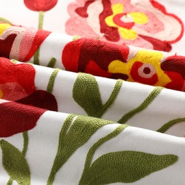 Flower Embroidery Throw Pillow Covers Spring Pillowcase for Cushion Sofa Home Décor Soft Cozy Floral Pillow Case with Hidden Zipper (Roses, 45x45cm)