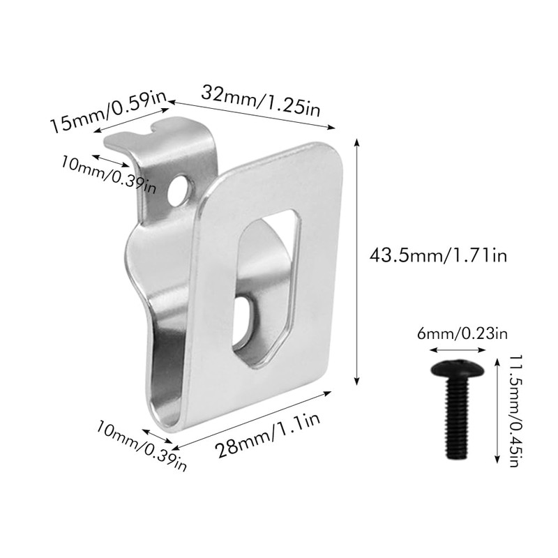 6 Pack Belt Clips, Replacement Belt Hook Clip, Drill Belt