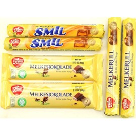 Freia 6-Pack: 2 Smil, 2 Milk Chocolate Bars, 2 Melkerulls