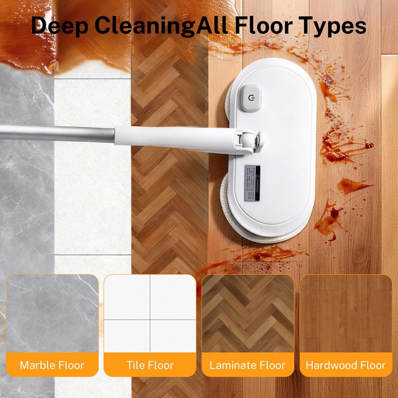 220 RPM Cordless Electric Spin Mop - Lightweight Powerful Cleaner