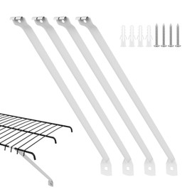 MILYARD 4 Pcs 12 Inch Wire Shelf Brackets, White Metal Closet Support Brackets for Wire Shelving (Included Screws and Anchors)