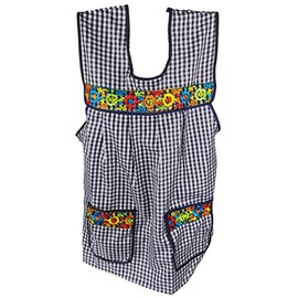 Traditional Mexican apron for women with pockets beautiful flower embroidery One size - Mandiles para mujer mexicanos mandil