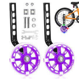Idota Stabilisers, Bicycle Stabilisers Children's Bicycle Auxiliary Wheels for Children with Mute Flash Wheels Adjustable Safety Stabilisers Universal Auxiliary Wheels for 12 14 16 18 20 Inch Single