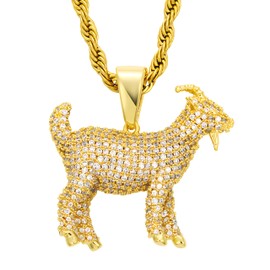 Fattevile Paris Olympics Goat Necklace, Crystal Necklaces for Women And Men 925 Silver Diamond Necklace Dainty Gold Rhinestone Pendant Necklace for Women Jewlery Gifts (Goat gold)