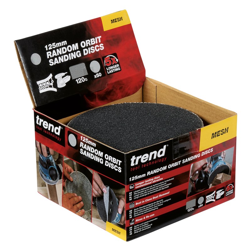 Trend Mesh 125mm Random Orbit 120 Grit Abrasive Sanding Disc,