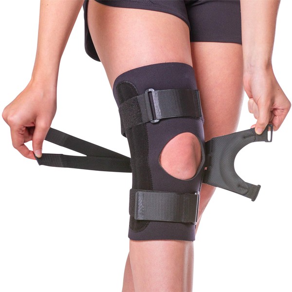 BraceAbility J Patella Knee Brace - Lateral Patellar Stabilizer with Medial and J-Lat Support Straps for Dislocation, Subluxation, Patellofemoral Pain, Left or Right Kneecap Tracking (2XL)