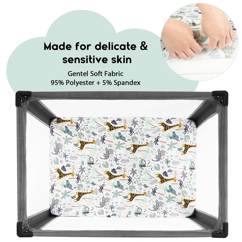 Yoofoss Travel Cot Sheets 95 x 65cm Fitted Cozy &