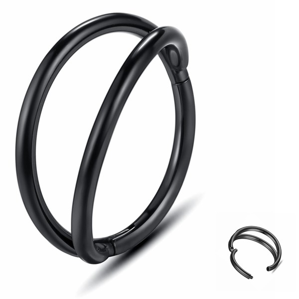 Yrogcu Titanium 16G 8mm Black Color Nose Rings Lip Septum