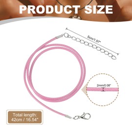 PATIKIL 16"x0.08" Necklace Cord, 20 Pcs Waxed Leather Necklace String Rope Bulk with Clasp for Jewelry Making Supplies Beading Supplies Pendants Bracelet Chains, Light Pink