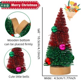 Bekecidi 4 PCS Mini Christmas Tree Miniature Christmas Tree Wooden Christmas Tree Bottle Brush Trees with Bell Tabletop Christmas Tree for Christmas Crafts Tabletop Decor