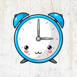 Alarm Clock Decals Peel & Stick - Wall Vinyl Stickers - Kawaii Cartoon Cute Funny Watercolor Colorful - Car Window Truck Laptop Tumbler - Boys Girls Kids Bedroom Nursery Room Decor DWSV19299