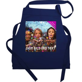 Geschenk mit Namen personalisiert by Shirtracer - Apron - Photo Image Text Adult - Photo Gift, 5 Navy Blue