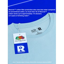 Fruit of the Loom Men's Recover Cotton T-Shirt Made with Sustainable, Low Impact Recycled Fiber, Grey Heather, XX-Large