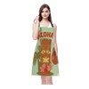 Moslion Hawaiian Tiki Style Apron,Seaside Palm Trees and Beautiful Flowers