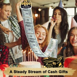 GODAYS Birthday Surprise Boxes for Kids & Adults, Can Set Age Number, Birthday Money Box for Cash Gift Pull for Any Age, Explosive Gift Boxes for Birthday Party,Money Gift Box Surprise (Black)