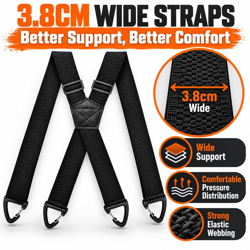 Heavy Duty Suspenders for Men Work Biker Outdoor 3.8cm Wide