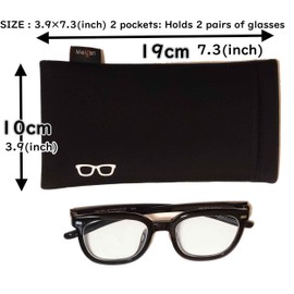 Meigan Meigan Glasses Case, Storage for 2, Portable, Compact, Slim, Two-piece, Soft Case, Large, Sunglasses, Blue