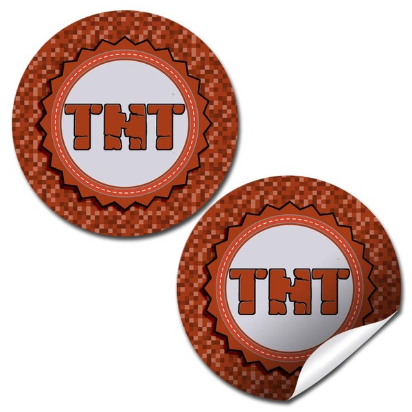 Pixel Miner TNT Themed Thank You Sticker Labels for Kids,