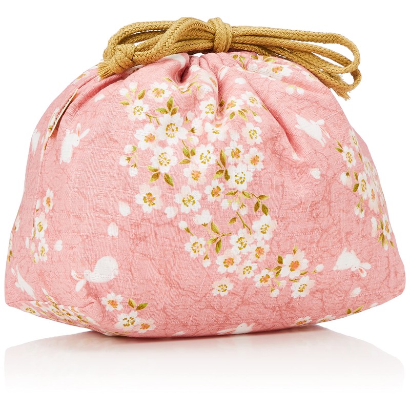 Hakoya 33616 Sakura Rabbit Drawstring Bag, Pink, Size (W x