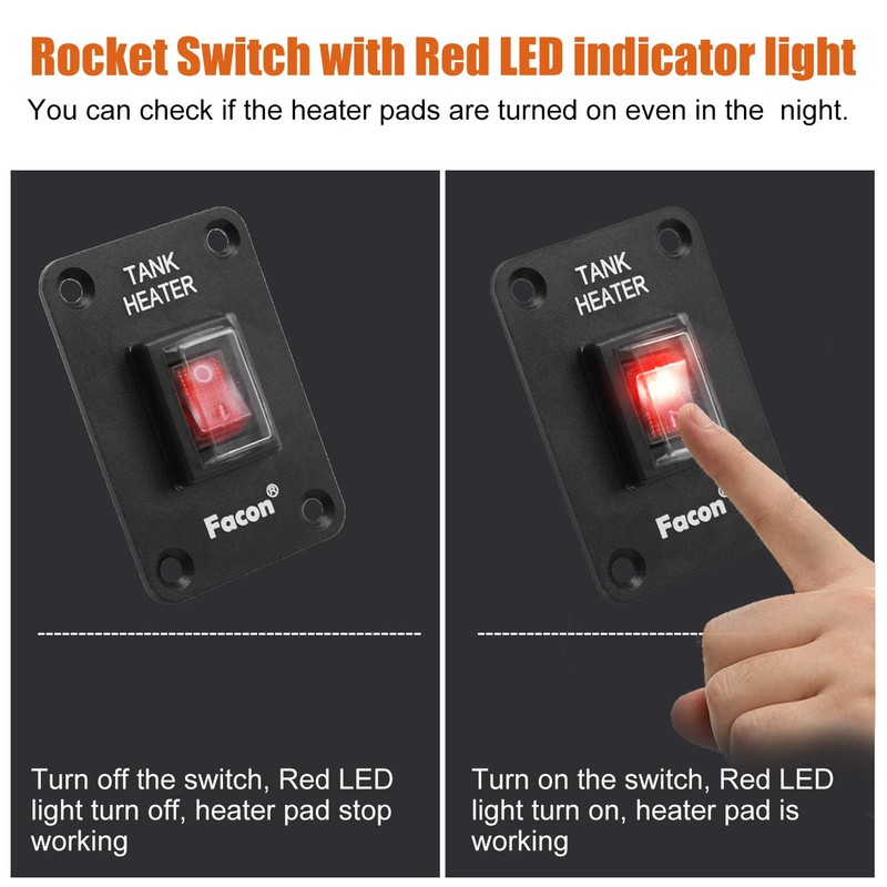 Facon 12Volts Switch Box Panel, 10Amps Rocket On&Off Switch with