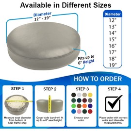 Bar Stool Replacement Cover Round DIY Staple On Heavy Duty Commercial Vinyl Restaurant Kitchen Office Exam Chair (16 inch Diameter, Gray)